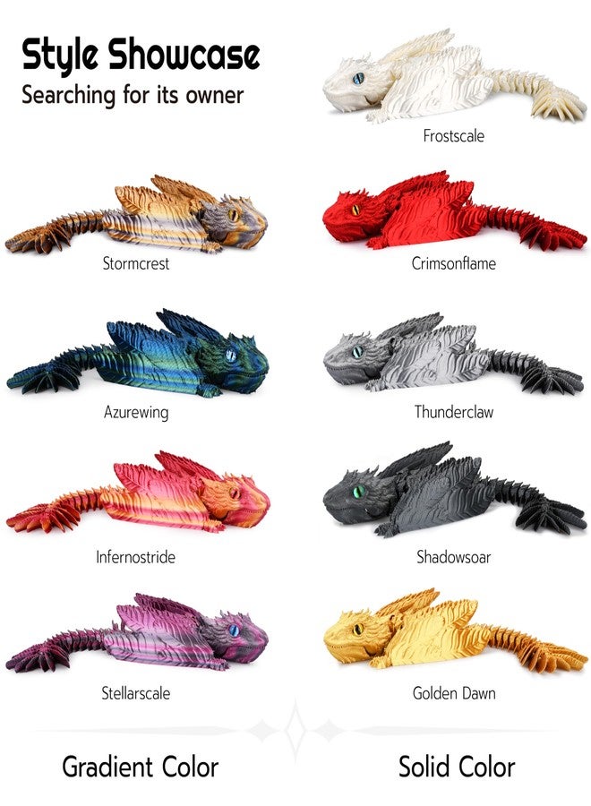 Guwewu Feathered Wyvern, 3D Printed Articulated Fidget Dragon - Azurewing - Image 2